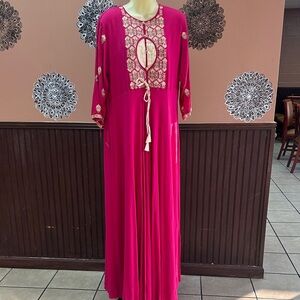 Elegant Pink Embroidered Maxi Indian dress